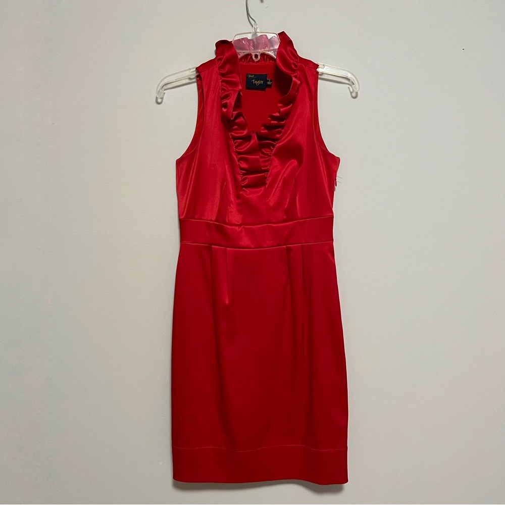 Red Satin Cocktail Dress by Just Taylor